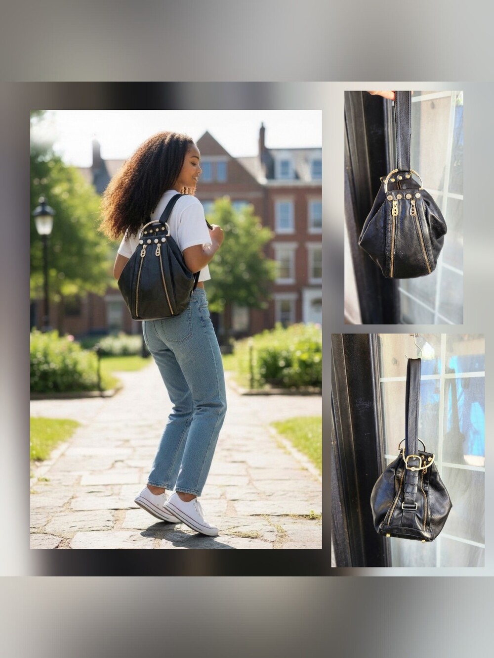 MARINO ORLANDI Bucket Bag Backpack Convertible Sling Pure Leather Handbag